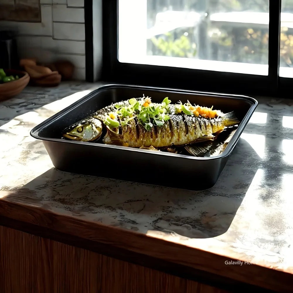 Plaques de cuisson antiadhésives – Set de 3 tailles S/M/L avec poisson grillé et garnitures fraîches