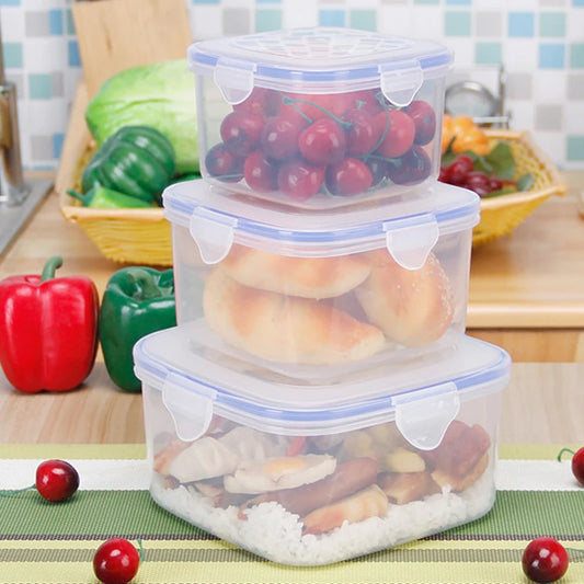 Lunch Box Étanche Réutilisable Sans BPA en plastique transparent avec clips sécurisés pour conserver aliments frais