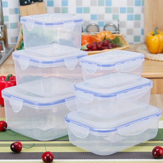 Lot de Lunch Box Étanche Réutilisable Sans BPA en plastique transparent avec couvercles bleus