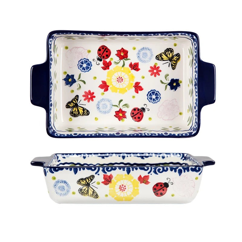 Plat à Four en Céramique à Motifs Floraux – 2 à 2,3 L avec design coloré et élégants détails