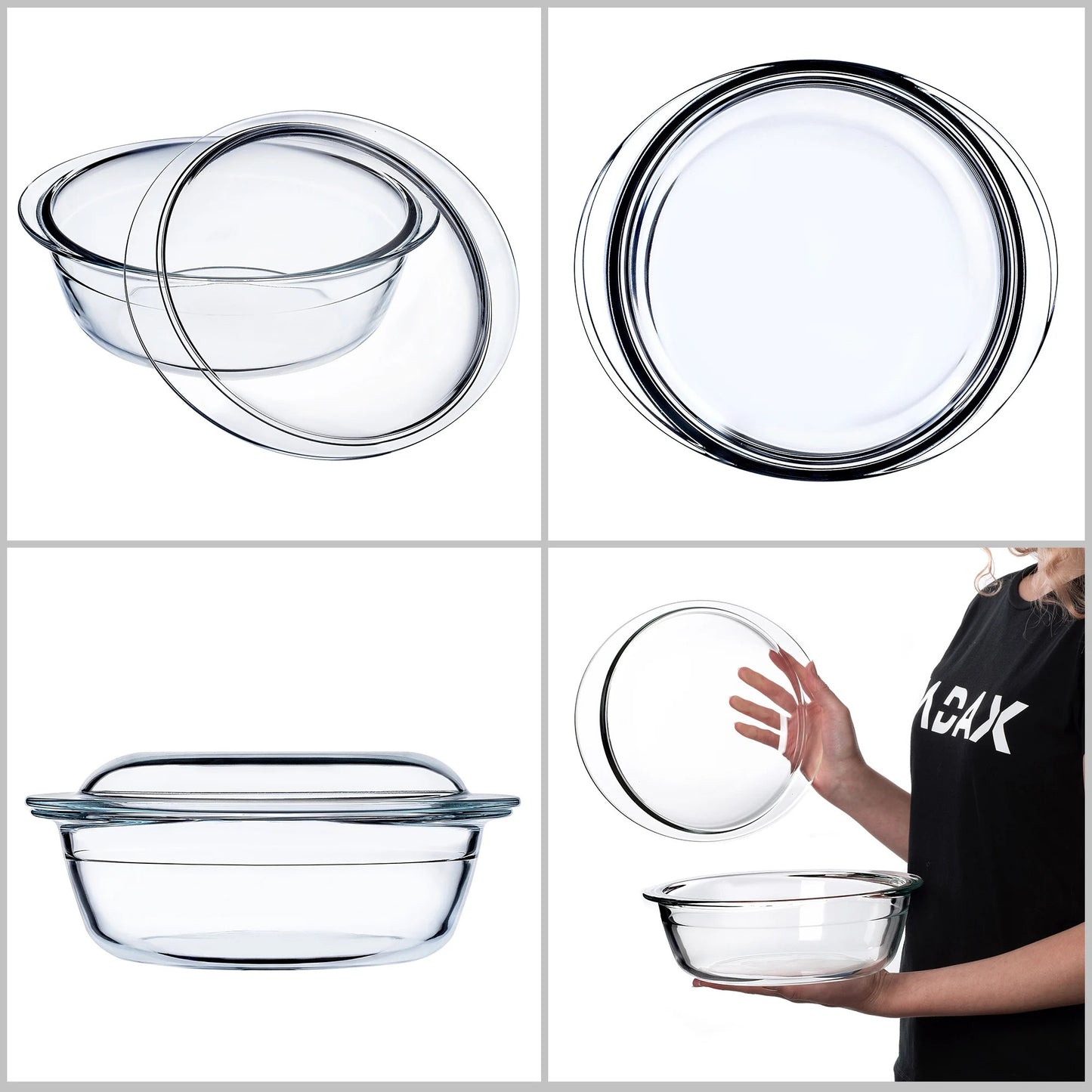 Plat à gratin en verre 2,2L résistant four 300°C avec couvercle pour la cuisson et la conservation des aliments