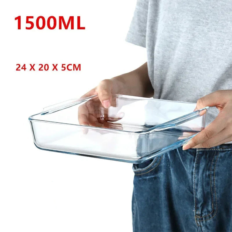 Plat cuisson verre trempé résistant four et micro-ondes 1500 ml en verre transparent Ustensile de chef
