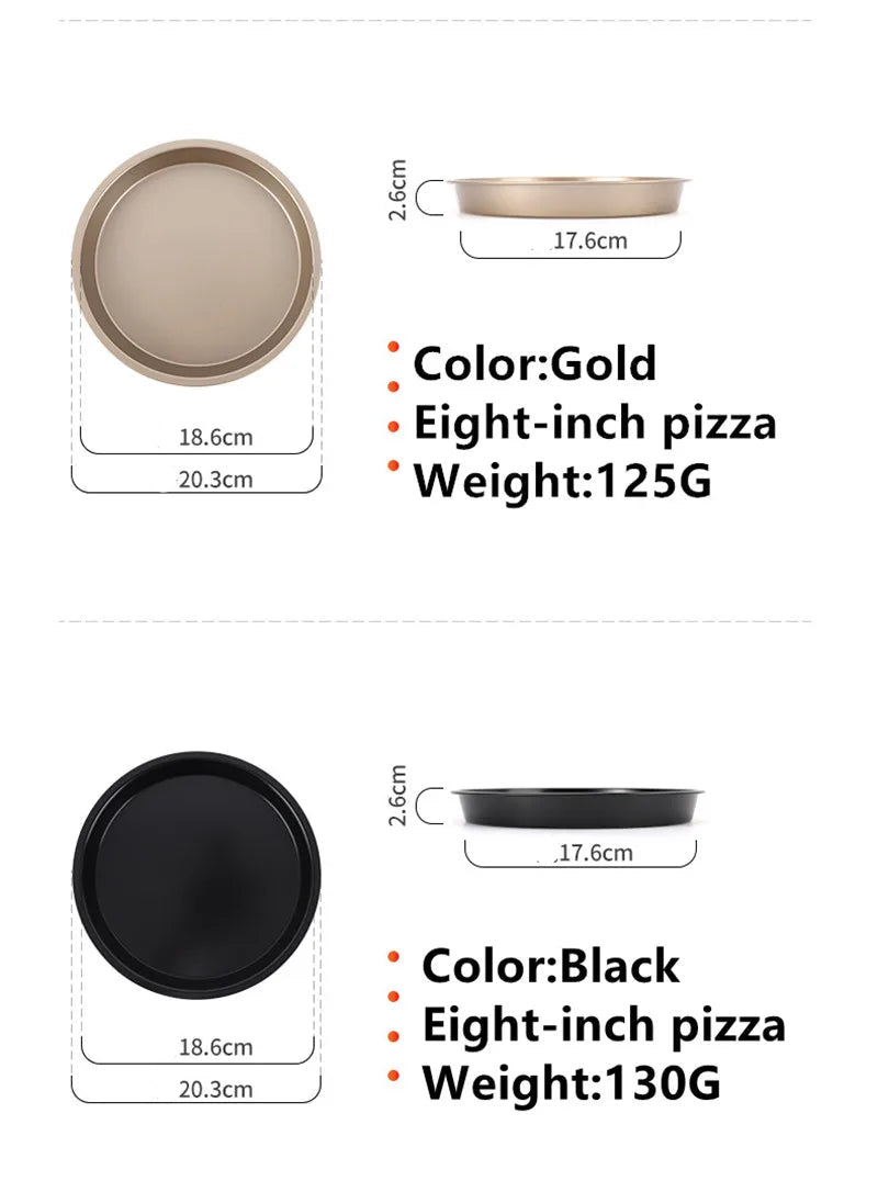 Plat de Cuisson Rond – Gâteaux, Pizzas, Pains Maison en or et noir avec dimensions 20,3 cm de diamètre