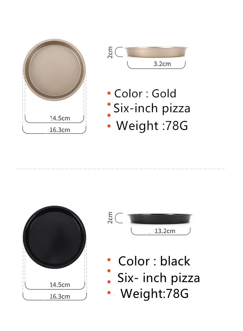 Plat de Cuisson Rond – Gâteaux, Pizzas, Pains Maison en or et noir avec dimensions 16,3 cm et 2 cm de hauteur