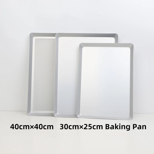 Plateau de Cuisson Métallique 35x25 & 40x30 cm – Lisse & Perforé Pro avec plusieurs tailles en aluminium