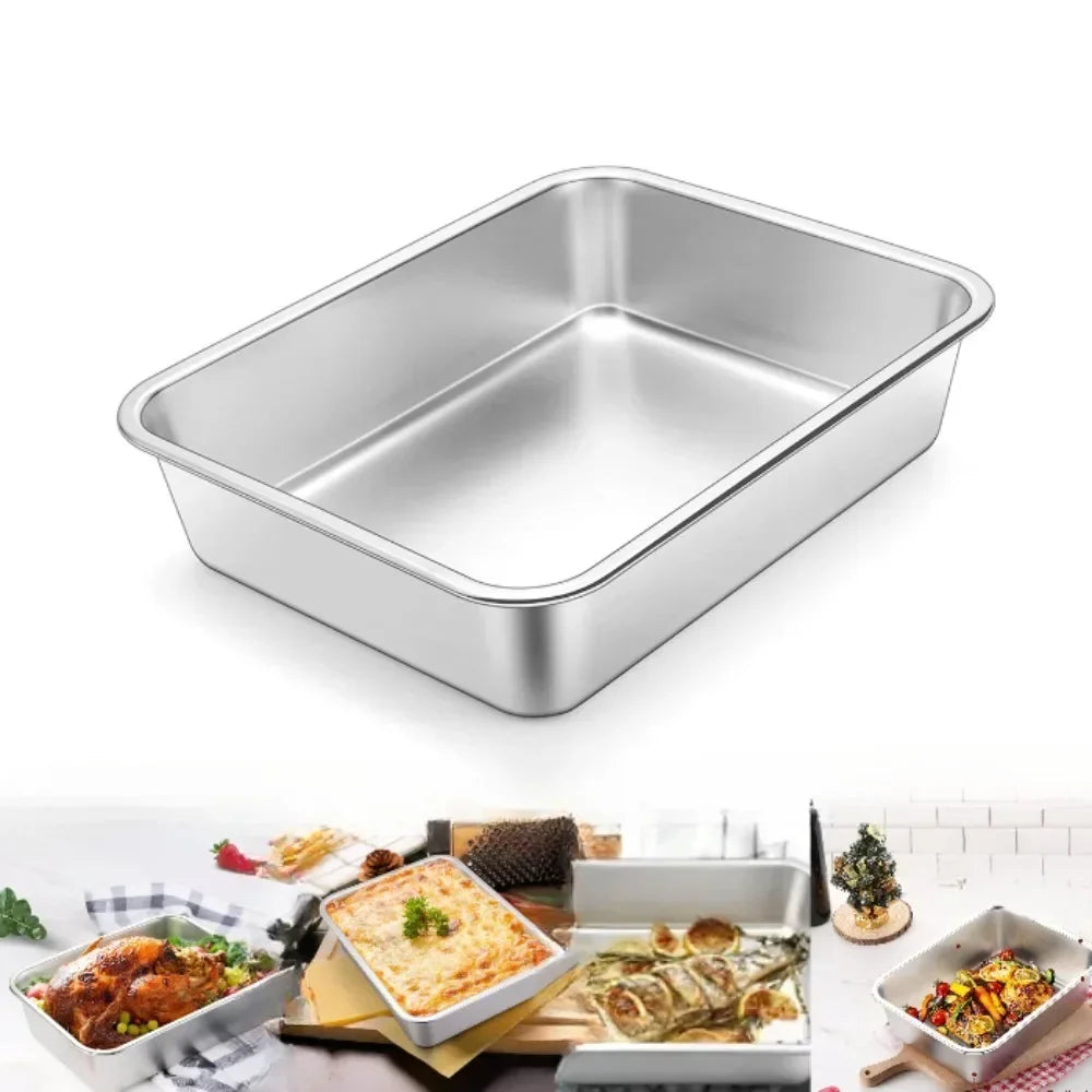 Plateau de Cuisson Profond Inox 10 cm – Robuste et Polyvalent pour cuisson de viandes, gratins et légumes