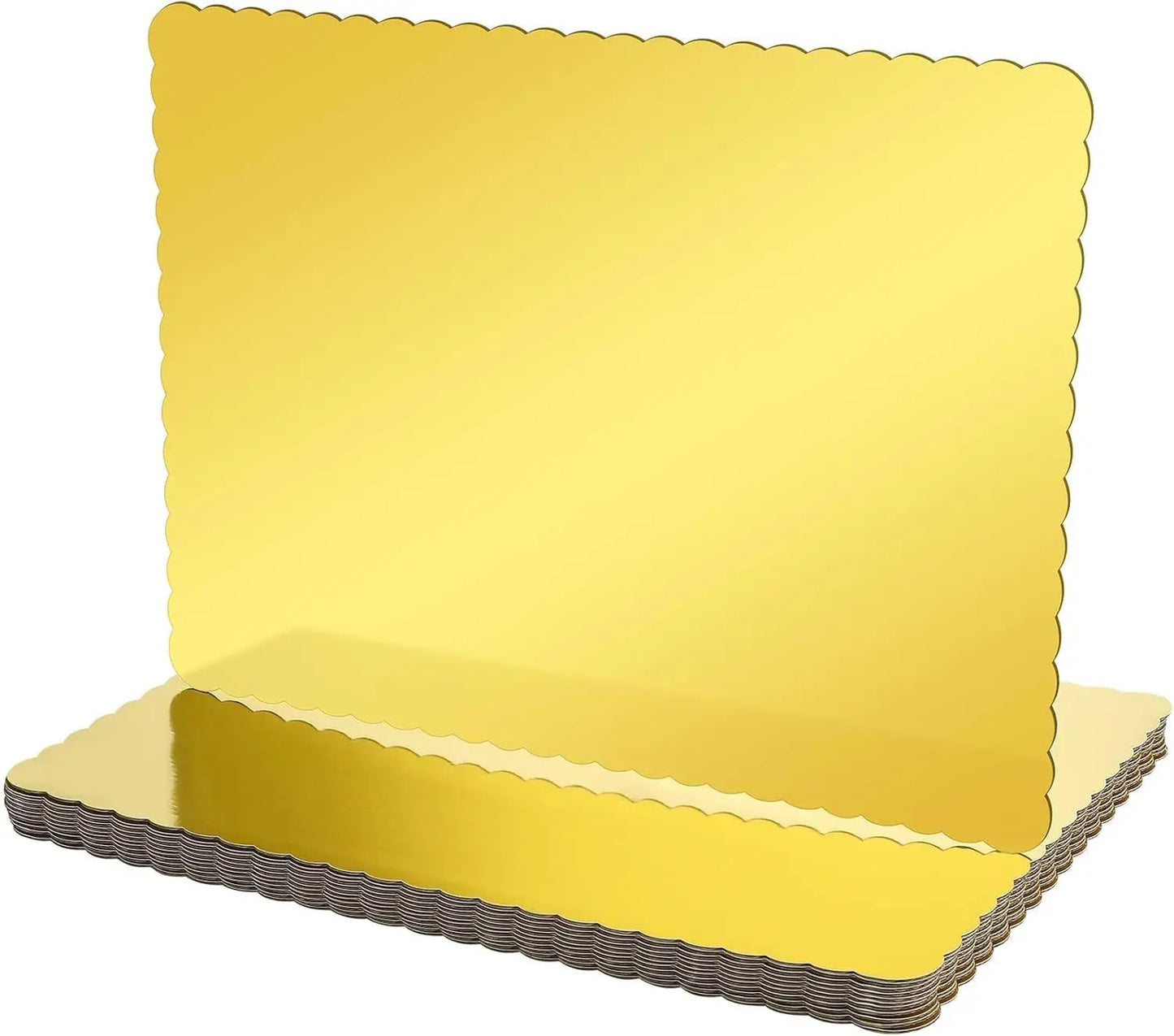 Plateaux à Gâteaux Rectangulaires Jetables - lot de 20 en doré avec bords festonnés pour présentations élégantes