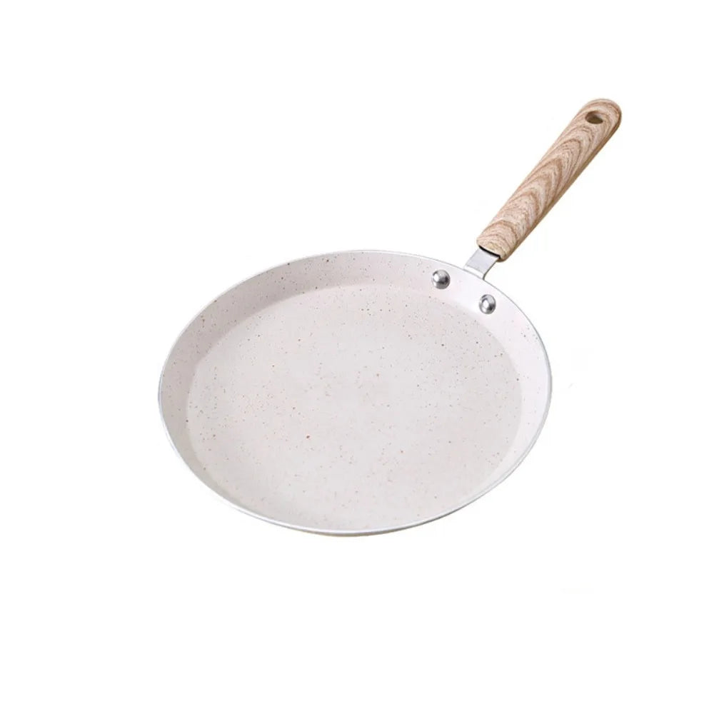 Poêle à crêpes antiadhésive 18/22/26 cm aluminium avec manche imitation bois légère et pratique