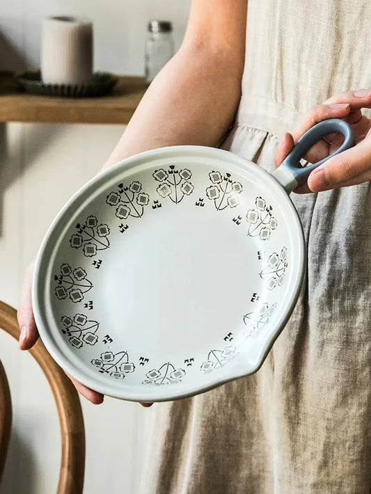 Poêle Céramique Antiadhésive 20,5 cm Gaz Induction Saine avec motif floral pour une cuisson saine