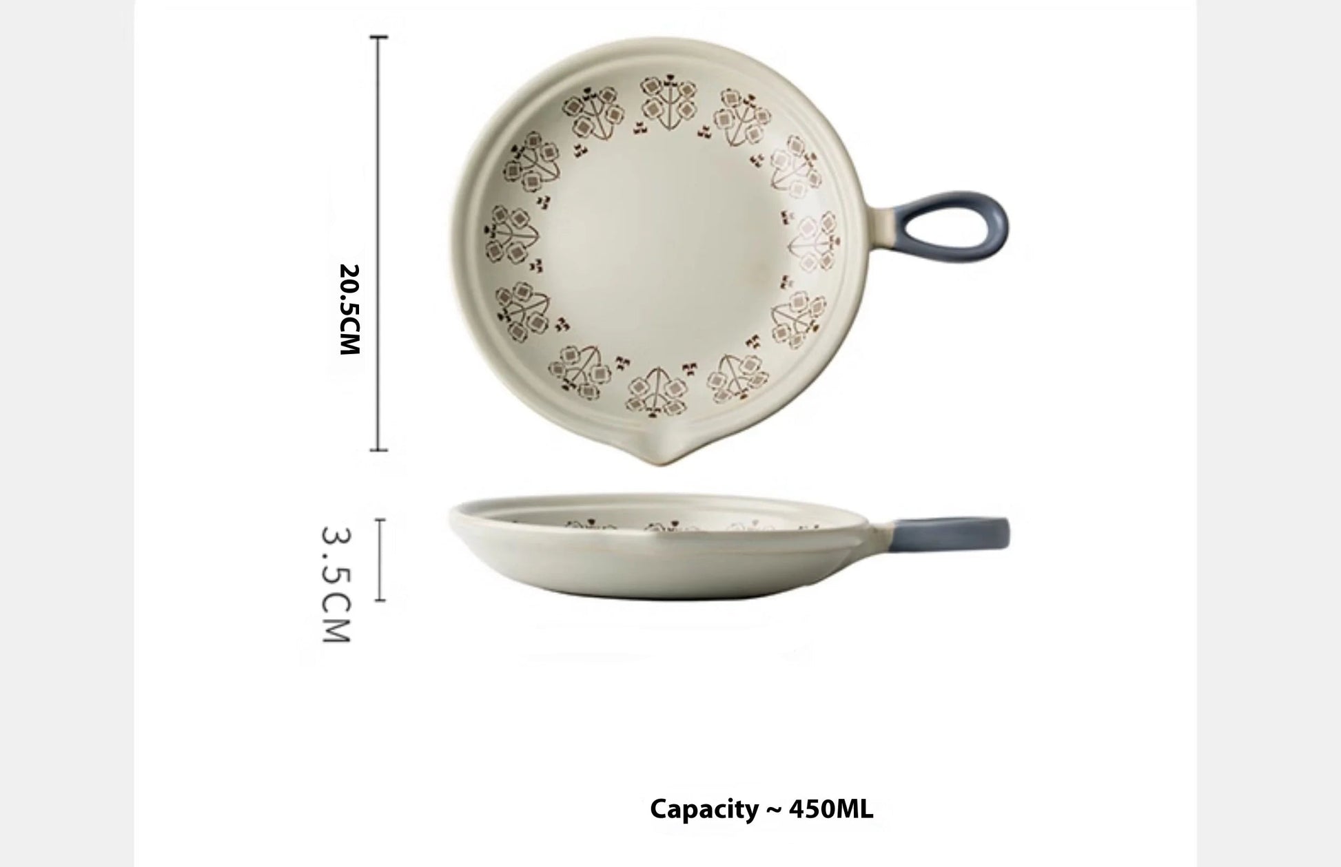 Poêle Céramique Antiadhésive 20,5 cm avec design élégant, idéale pour cuisson sur gaz et induction