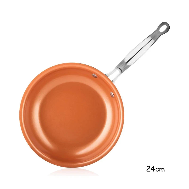 Poêle Chef Cuivre Antiadhésive 28 cm – Tous Feux avec poignée métallique robuste et surface en cuivre