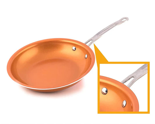 Poêle Chef Cuivre Antiadhésive 28 cm – Tous Feux avec poignée métallique pour cuisson facile