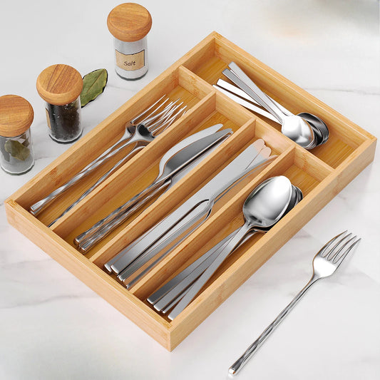 Porte-Couverts de Table Design – Compact et Élégant en bois avec compartiments pour fourchettes, couteaux et cuillères