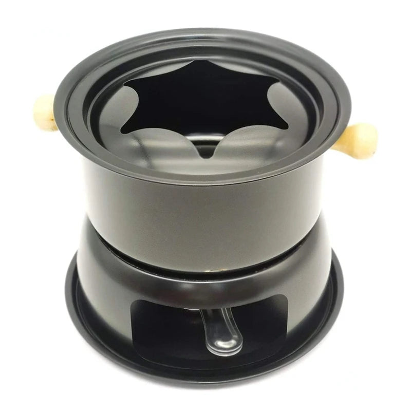 Pot à Fondue Acier Inox Mini – Fromage & Chocolat avec 6 Fourchettes pour dîners conviviaux