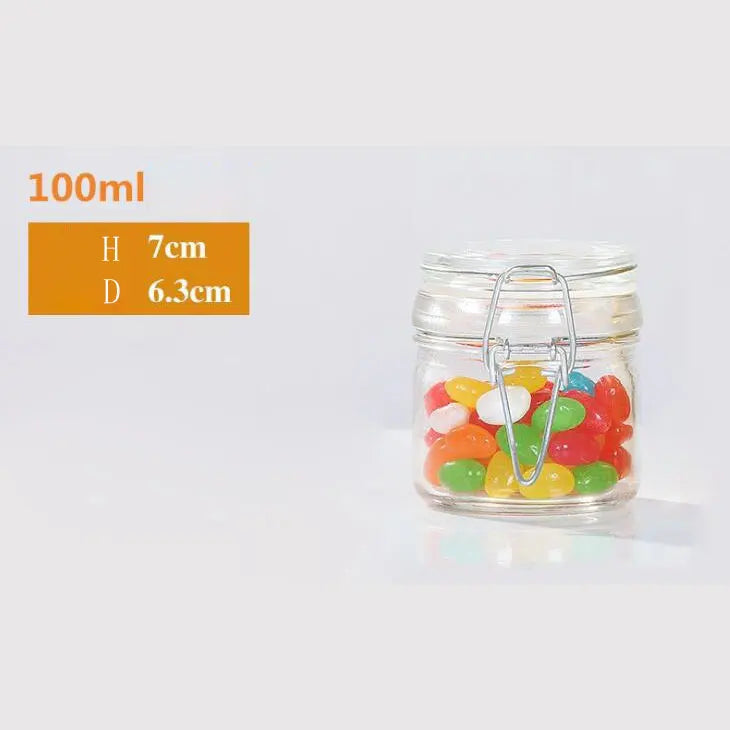 Pot de Rangement Hermétique en Verre de 100ml avec fermeture métallique gardant les bonbons frais