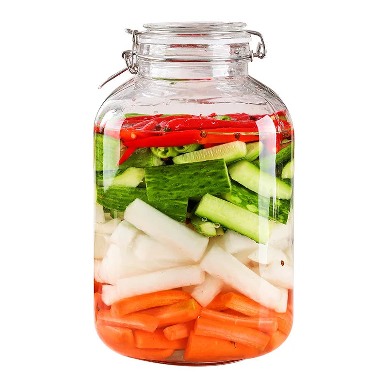 Pot hermétique en verre – stockage alimentaire écologique 1 à 5 kg rempli de légumes frais colorés