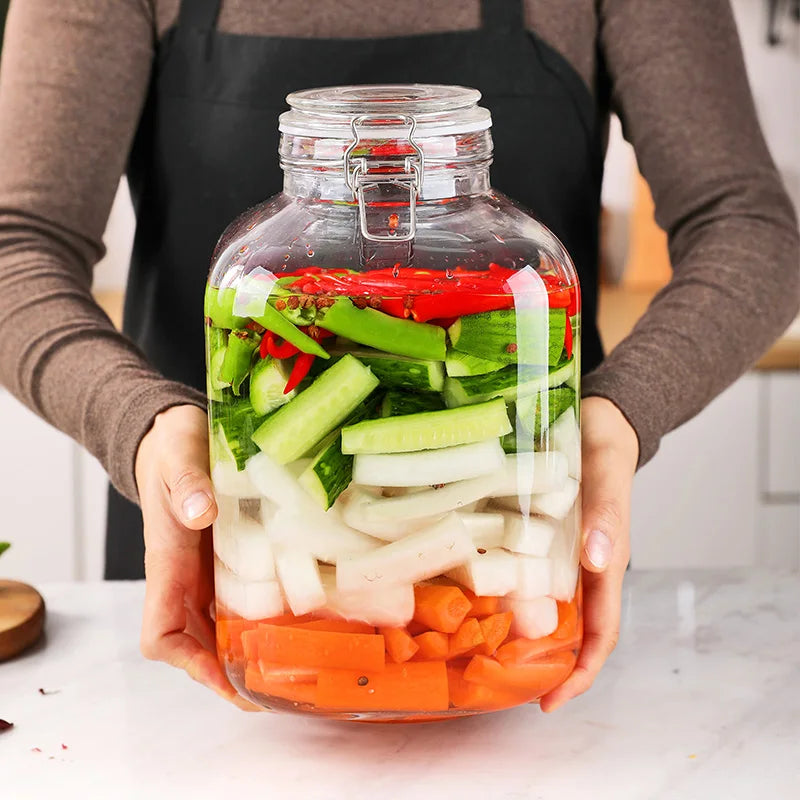 Pot hermétique en verre – stockage alimentaire écologique 1 à 5 kg avec légumes frais colorés