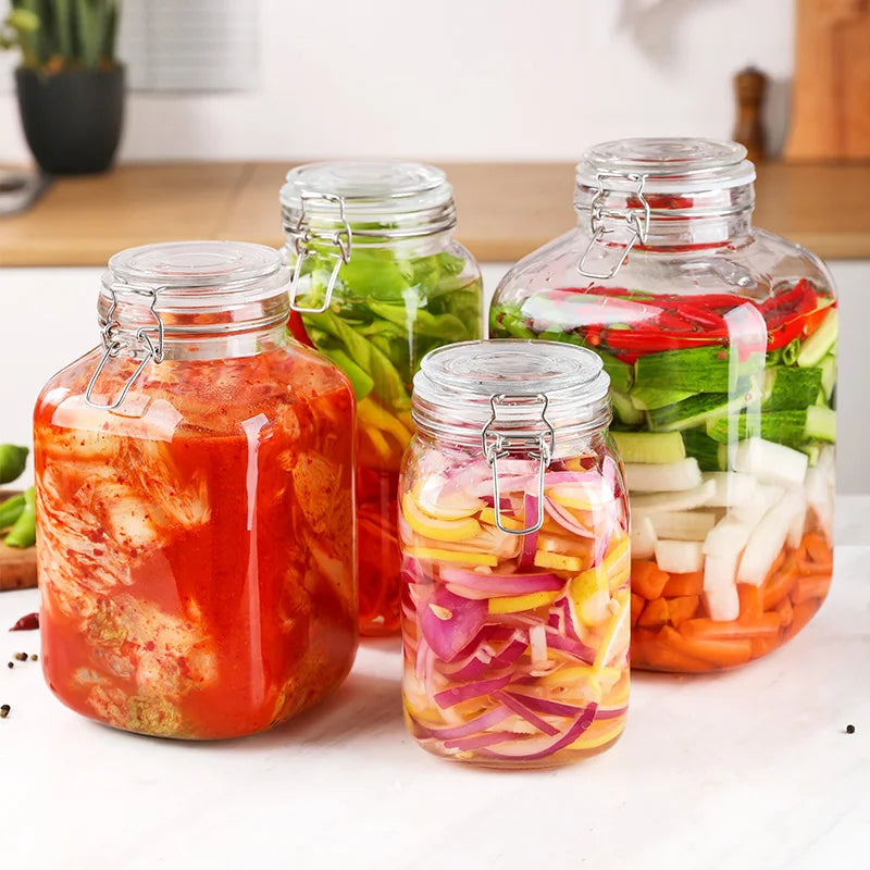 Pot hermétique en verre – stockage alimentaire écologique 1 à 5 kg avec légumes colorés fermentés