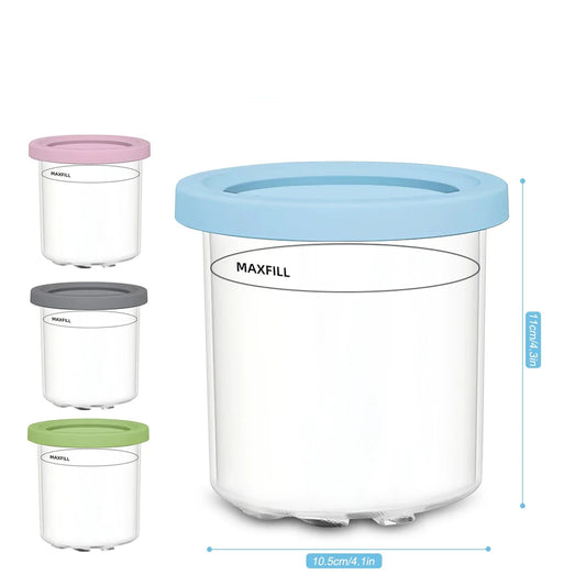 Pots Compatibles Ninja CREAMi NC299 NC300 NC301 avec couvercles colorés pour conservation alimentaire
