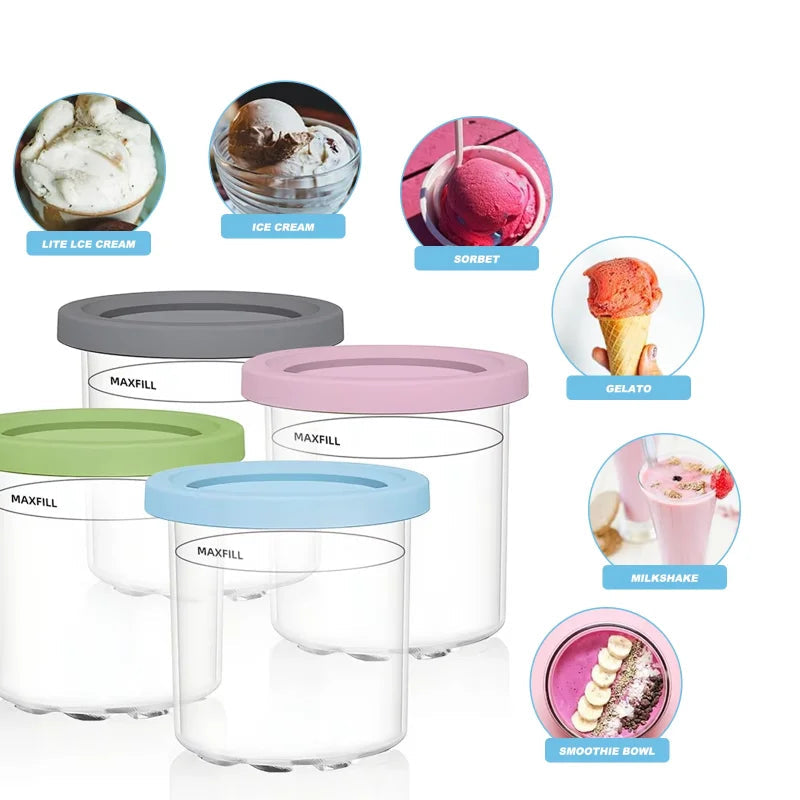 Pots Compatibles Ninja CREAMi NC299 NC300 NC301 avec couvercles colorés pour crème glacée sorbet et milkshake