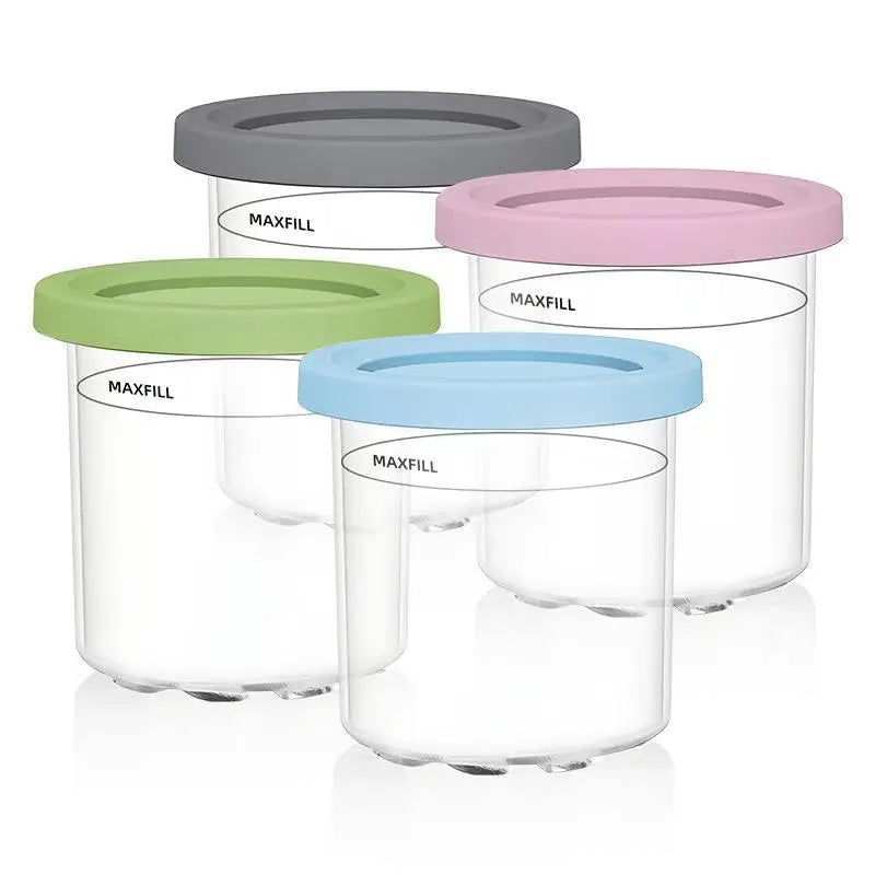 Pots Compatibles Ninja CREAMi NC299 NC300 NC301 avec couvercles colorés gris rose vert bleu