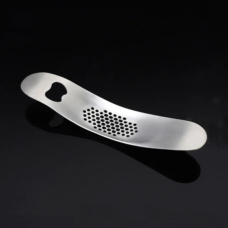 Presse-Ail Manuel Inox Cuisine – 2-en-1 Rapide et Durable en acier inoxydable avec trou pour ouvrir les bouteilles