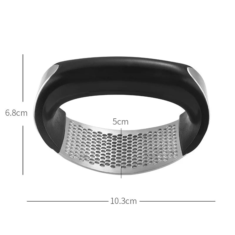 Presse-Ail Manuel Inox – Cuisine Propre, Facile & Écologique avec poignée ergonomique noire