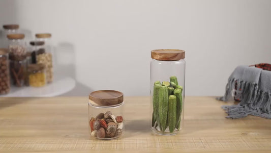 Pots de Conservation en Verre avec Couvercle en Bambou