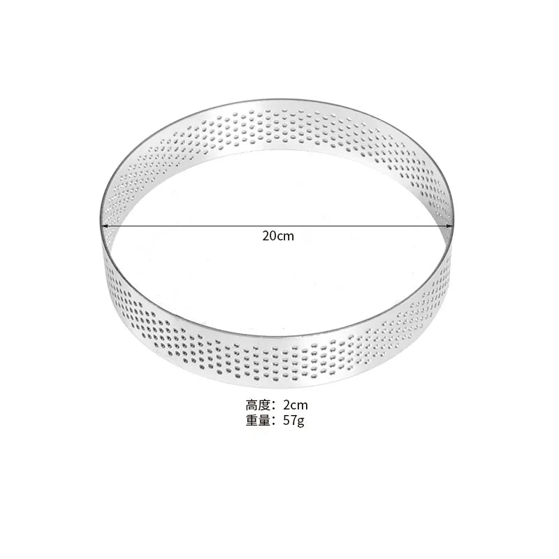 Cercle à Pâtisserie Inox – Moule Rond Pro perforé de 20 cm de diamètre et 2 cm de hauteur