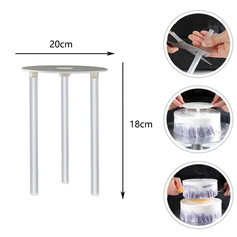 Supports à gâteaux multi-niveaux en plastique transparent 20 cm plateau 18 cm hauteur 3 colonnes pour superposer gâteaux