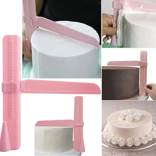 Racleur à Gâteau Ajustable rose pour lisser et décorer les gâteaux avec précision par Ustensile de chef