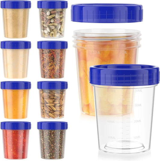 Récipient à Sauce Étanche avec Couvercle Vissé transparent et bleu pour conserver sauces et épices