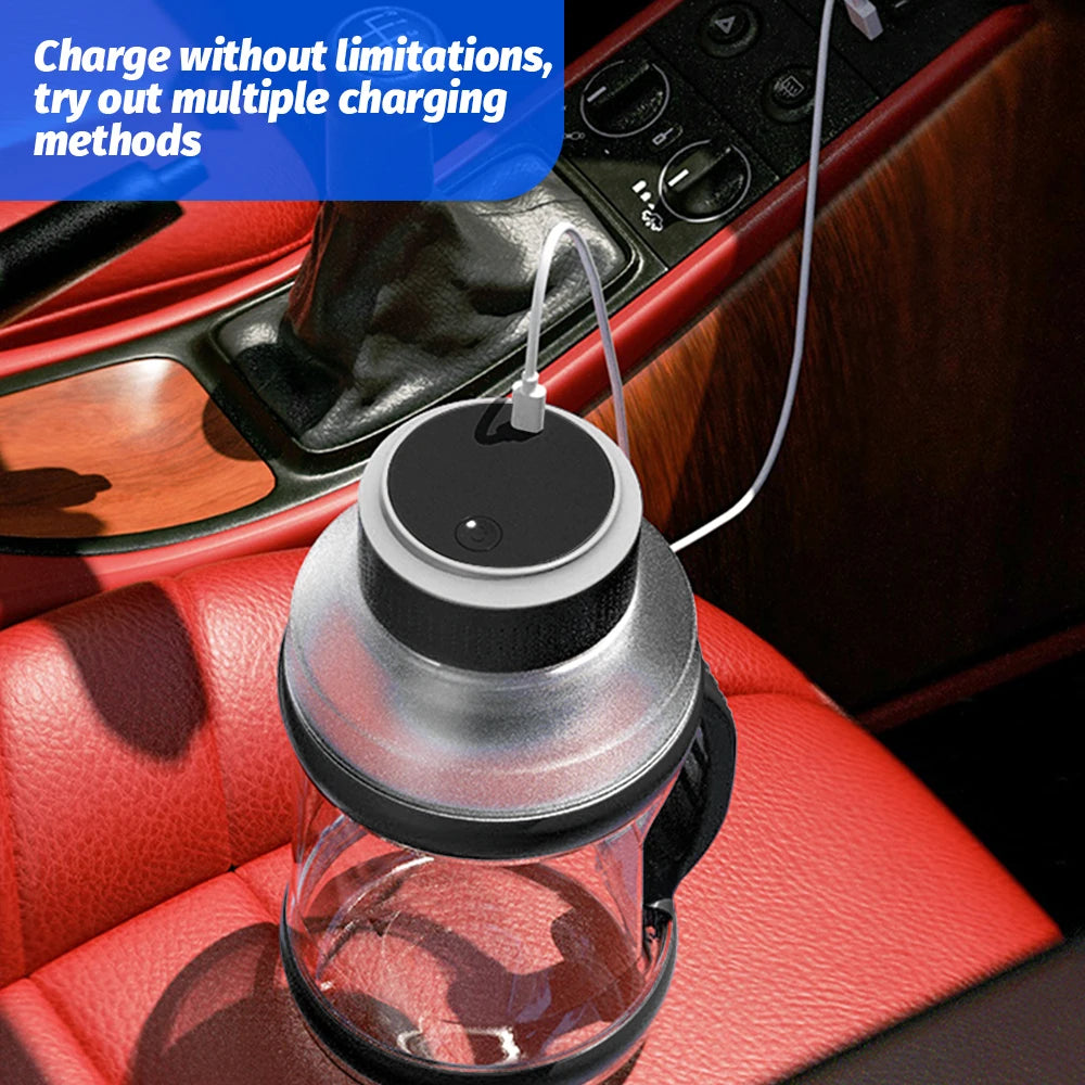 Blender Portable Romellar 2L transparent en charge dans voiture sur siège rouge par Ustensile de chef