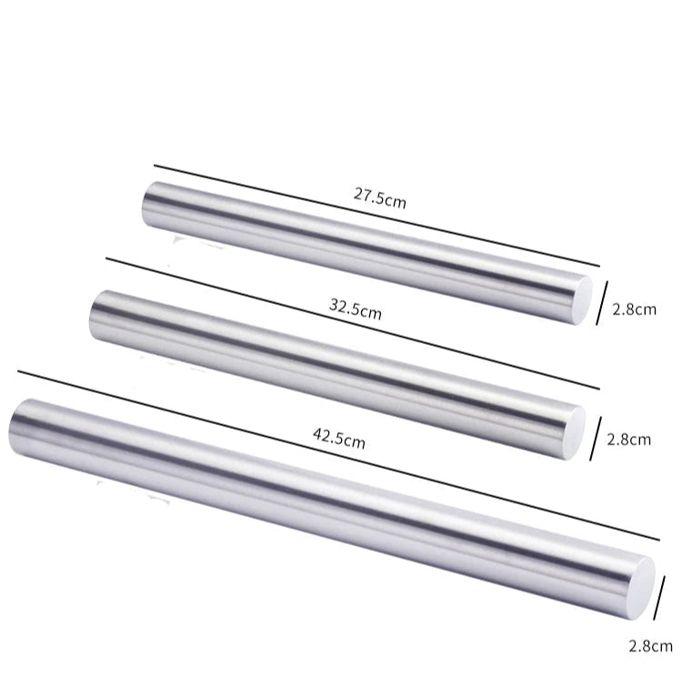 Rouleau à Pâtisserie Inox 304 – Précis, Robuste, Hygiénique en trois tailles différentes pour pâtisserie