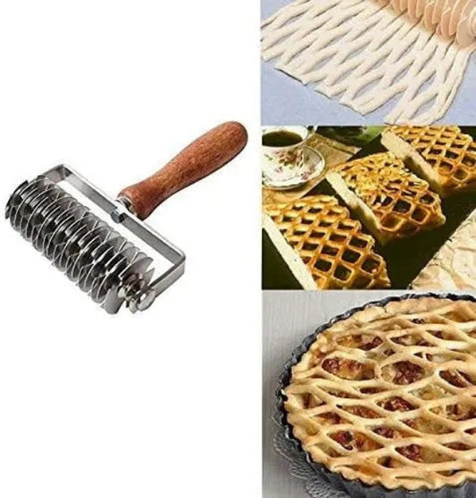 Rouleau Perforateur à Pâte – Inox avec poignée en bois, idéal pour décorer vos pâtisseries.
