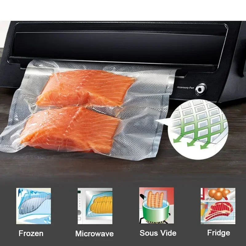 Rouleau Sacs Sous Vide 15/25 cm x 5 m – Aliments Frais emballant du saumon pour conservation sous vide