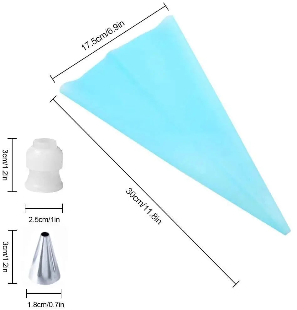 Sac à Douille Réutilisable Silicone avec Buses Interchangeables bleu Ustensiles de chef pour pâtisserie