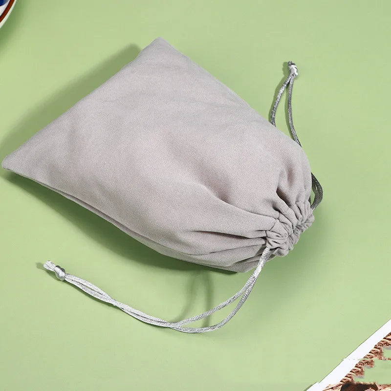 Sac Filet Réutilisable – Tote Bag Coton pour Fruits & Légumes en couleur grise avec cordon de serrage