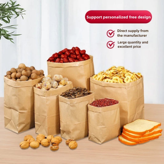 Sac Kraft Multi-Usage Étanche et Résistant – 1 à 30 pcs avec différentes tailles de sacs en papier kraft pour aliments.
