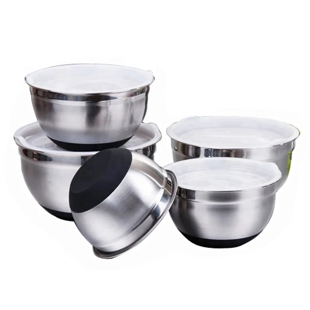 yulier Bols à Mélanger en Acier Inoxydable pour Cuisine, Bol à Salade avec Poignées, Bols Emboîtables pour Cuisiner, Pâtisserie, Préparation de Repas - Lavable au Lave-Vaisselle
