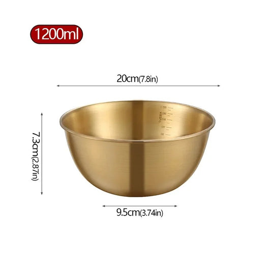 Saladier inox pâtisserie avec graduation Bol en acier inoxydable 304 anti brûlure de 1200ml pour pâtisserie