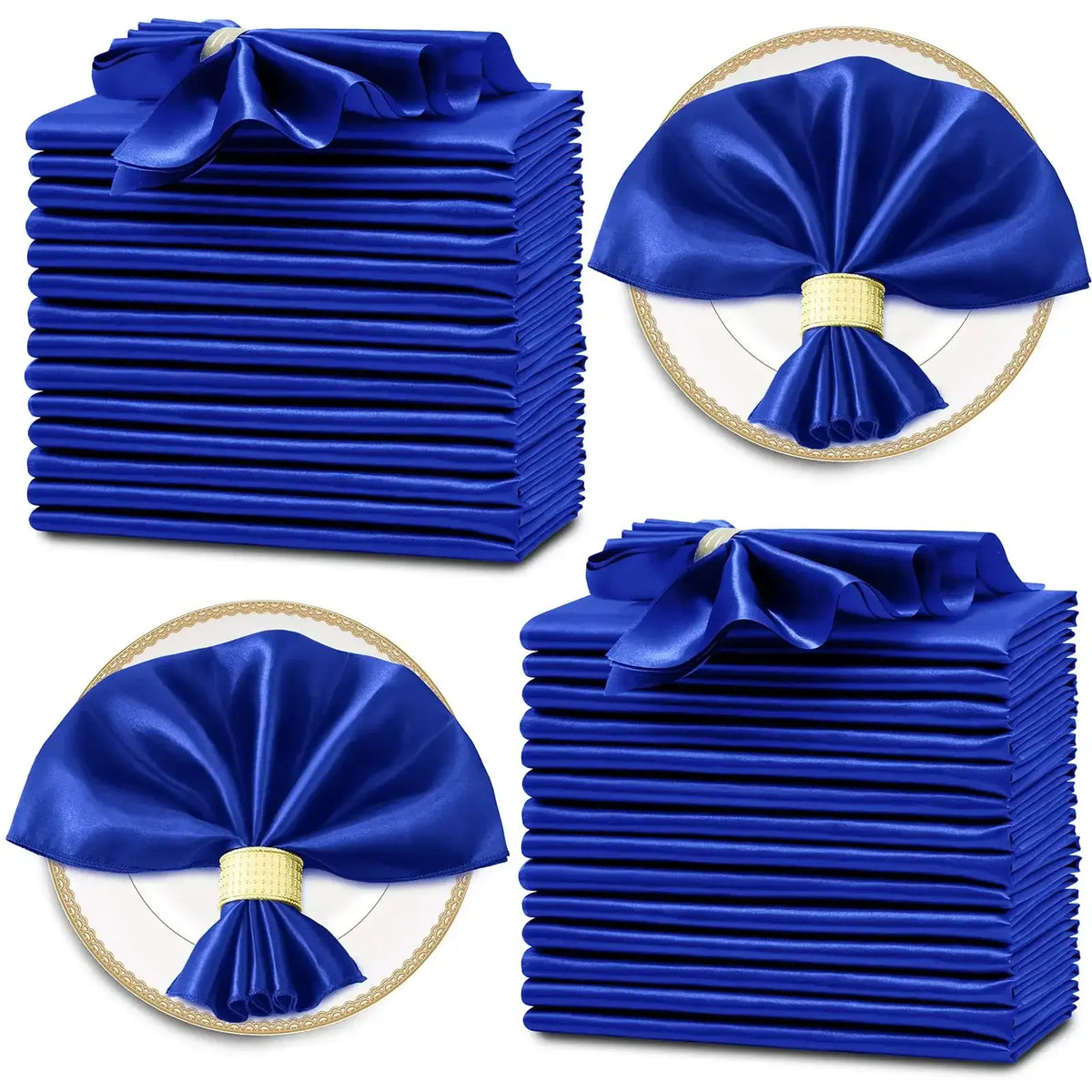 Lot de 12 Élégantes Serviettes de Table Satinées en bleu pour des dîners raffinés