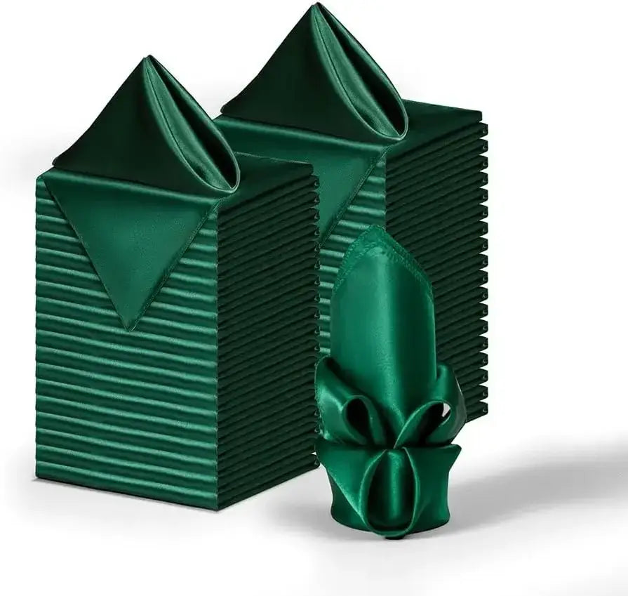 Serviettes de Table Satinées Lot de 12 Élégantes en vert pour un dressage raffiné des tables