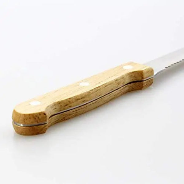 Set 4 à 8 Couteaux à Steak Dentelés – Manche Bois Naturel avec lame en acier inoxydable Ustensile de chef