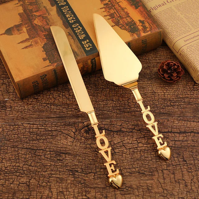 Set Couteau et Pelle à Gâteau Or – Élégant & Durable pour des célébrations avec style