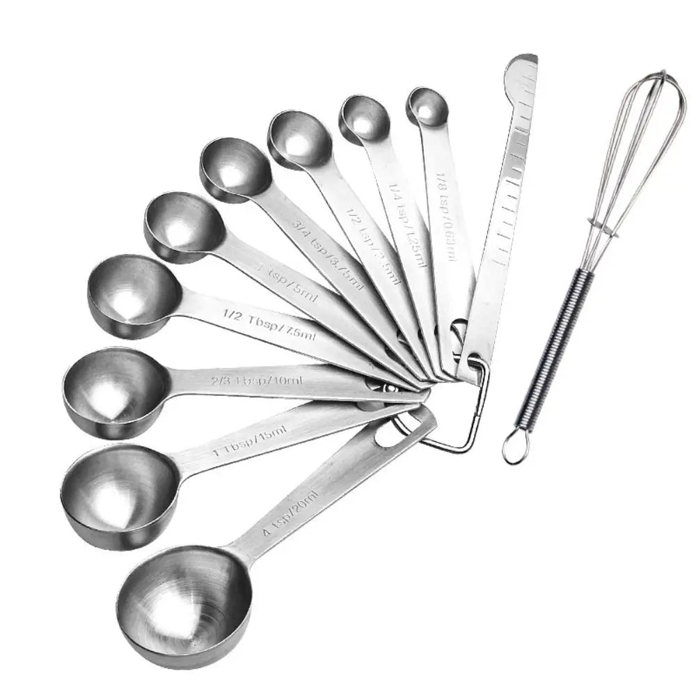 Set Cuillères Doseuses Inox 304 – 7 ou 11 Pièces Précises en acier inoxydable avec mini fouet