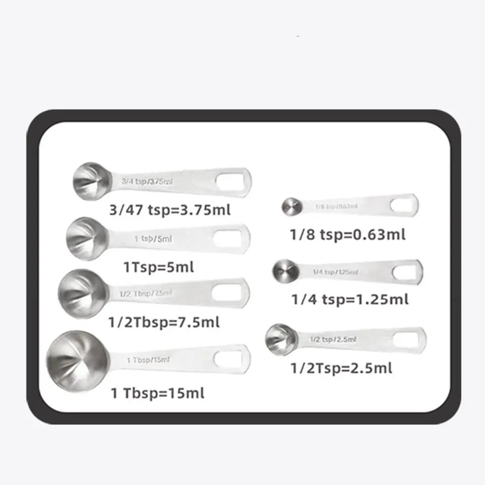 Set Cuillères Doseuses Inox 304 – 7 ou 11 Pièces Précises en acier inoxydable avec mesures en ml et tsp