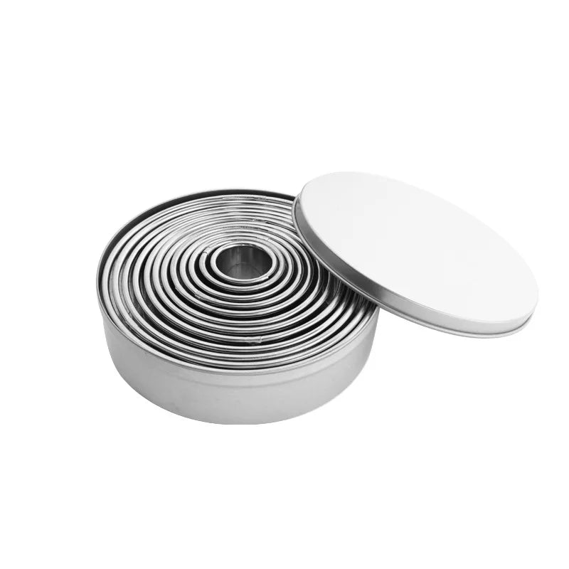 Set de 11 Moules Ronds Inox empilés avec couvercle pour pâtisserie professionnelle