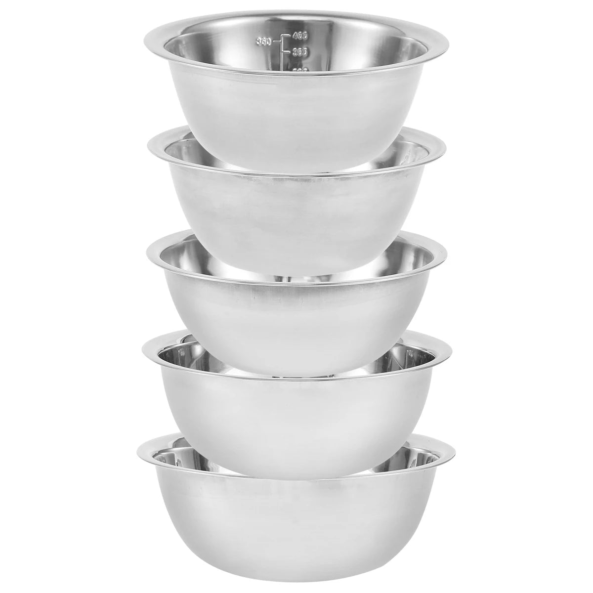 Set de 5 Bols en Acier Inoxydable empilés pour préparation et cuisine professionnelle