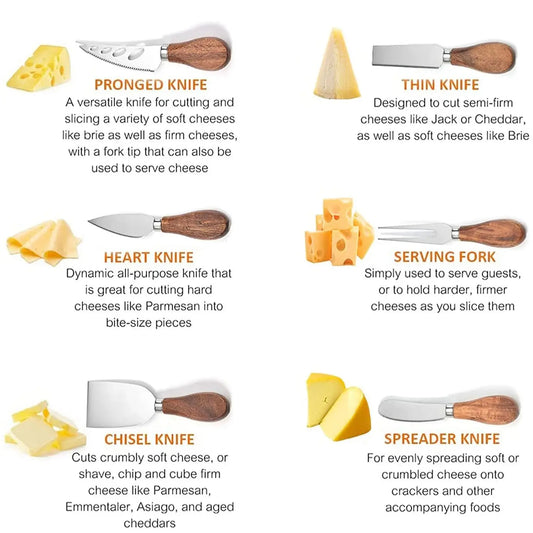 Set de 6 Couteaux à Fromage en Inox - Ustensiles pour Plateau de Fromages & Dégustation avec différents styles de couteaux